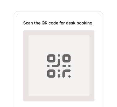 Card prompting to scan a QR code for desk booking